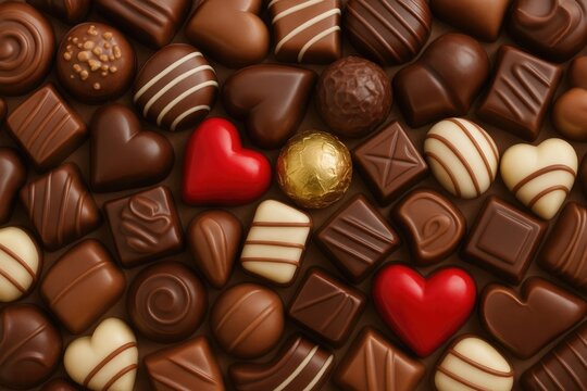 Variety of premium artisan chocolate confections in assorted shapes and vibrant hues