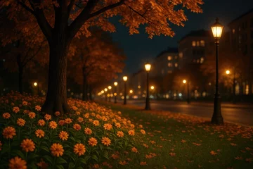 Gordijnen Evening in the urban landscape during fall © TheWaterMeloonProjec