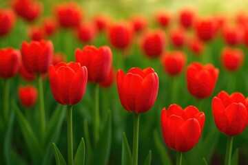 Obraz premium Stunning macro shot of vibrant crimson tulips