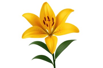 Obraz premium Yellow lily flower from Asia on a plain white backdrop