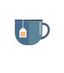 A blue mug of tea with tea bag