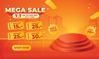 7.7 Mega Sale Discount Banner