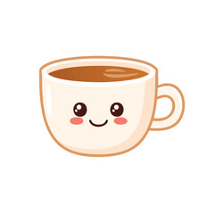 Cute cartoon coffee cup happy beverage drink