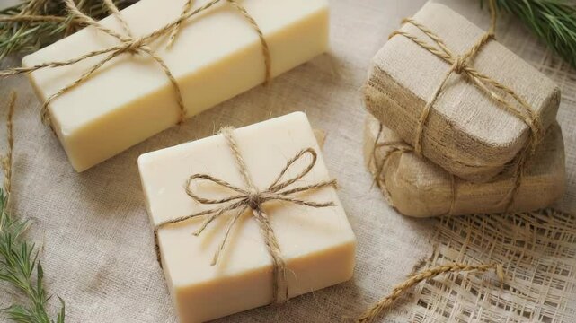 Eco-Friendly Handmade Soap with Natural Twine for Rustic Home Decor and Gift Ideas