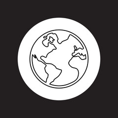 Globe icon vector. Earth logo design. Planet vector icon illustration in circle isolated on black background