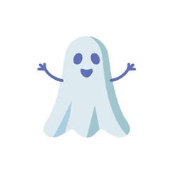 Happy friendly cartoon ghost halloween character