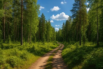 Fototapeta premium A Woodland Scene with Trees and Nature