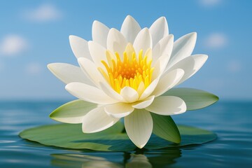 Close-up of a stunning white water lily