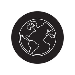 Globe icon vector. Earth logo design. Planet vector icon illustration in circle isolated on white background