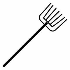 Naklejka premium Rake Outline Icon | Generative AI Vector & Linocut Silhouette Design