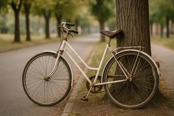Fotobehang Antique bicycle beside a large tree © Emin