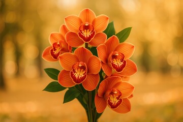 Plakat Elegant floral arrangement featuring orchids with a soft bokeh background
