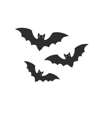 Three bats flying halloween night spooky cute cartoon