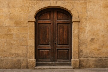 Vintage timber entrance at an ancient structure