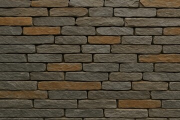 Obraz premium Textured gray slate wall with brown tile accents for design background