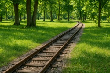 Fototapeta premium Miniature narrow gauge train ride in a public park