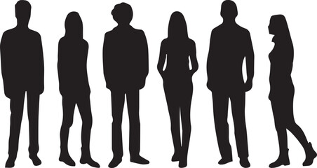 Modern Human Silhouettes  Male and Female Standing Figures