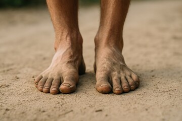 Blurred image of unclean feet in soft focus