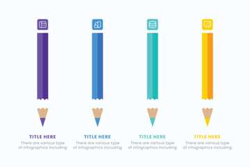 Pencil infographic design template with 4 step for education and Business Concepts, Modern flat vector illustration for presentation