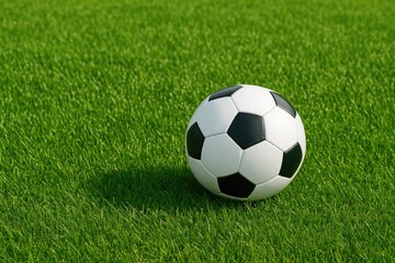 Fototapeta premium Football resting on lush green turf