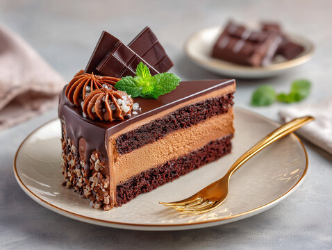 Decadent Chocolate Cake with Velvety Ganache and Fresh Berry Garnish