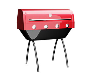red backyard gas grill, isolated on transparent, 3D illustration