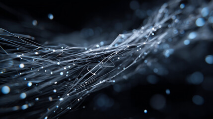 Fiber optics network cable on technology background. Generative Ai

