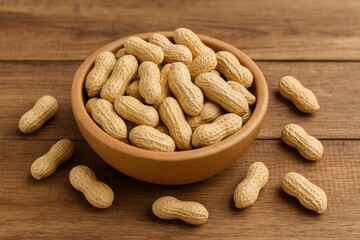 Peanut snack served in a bowl against a wooden surface