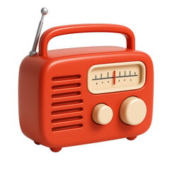 Fototapeta premium 3D Retro Red Radio Icon – Vintage Portable Audio Device
