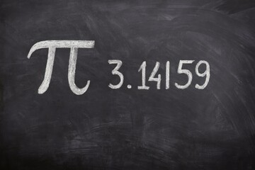 Fototapeta premium Chalkboard display of Pi with numerical value representation
