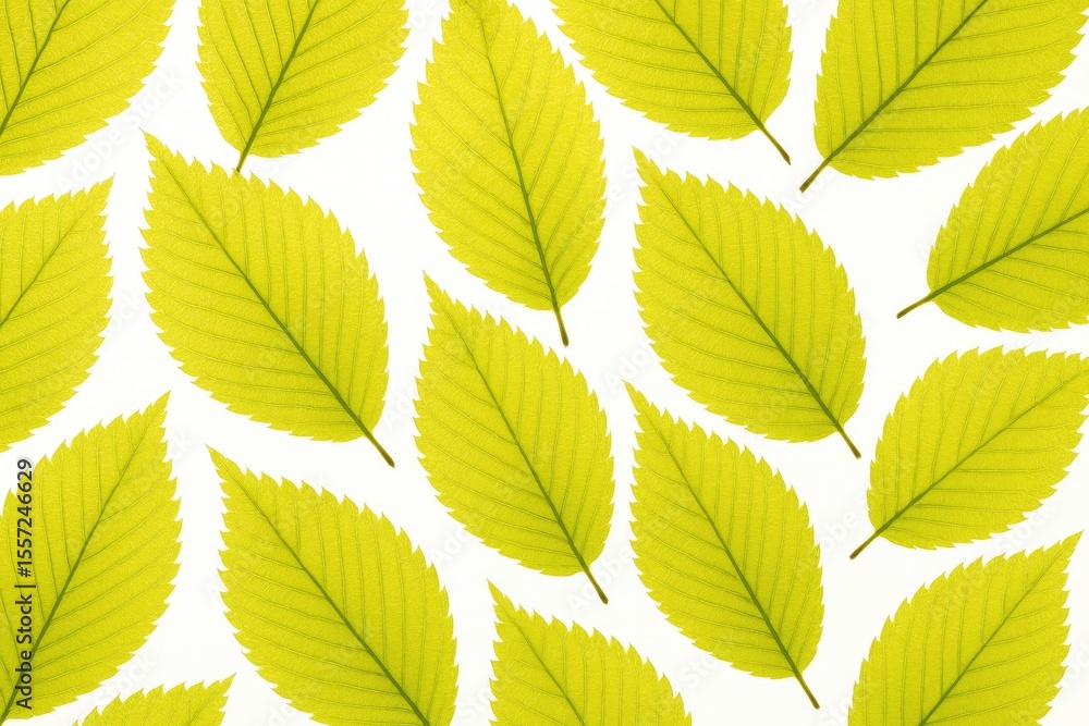 Poster close-up of backlit macro shot featuring patterned elm leaf background