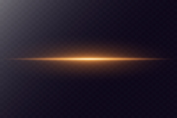 Horizontal linear rays, explosion of glitter. Golden flashes of light, glowing line.Vector.EPS 10.