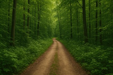 Obraz premium Journey through a thick woodland trail