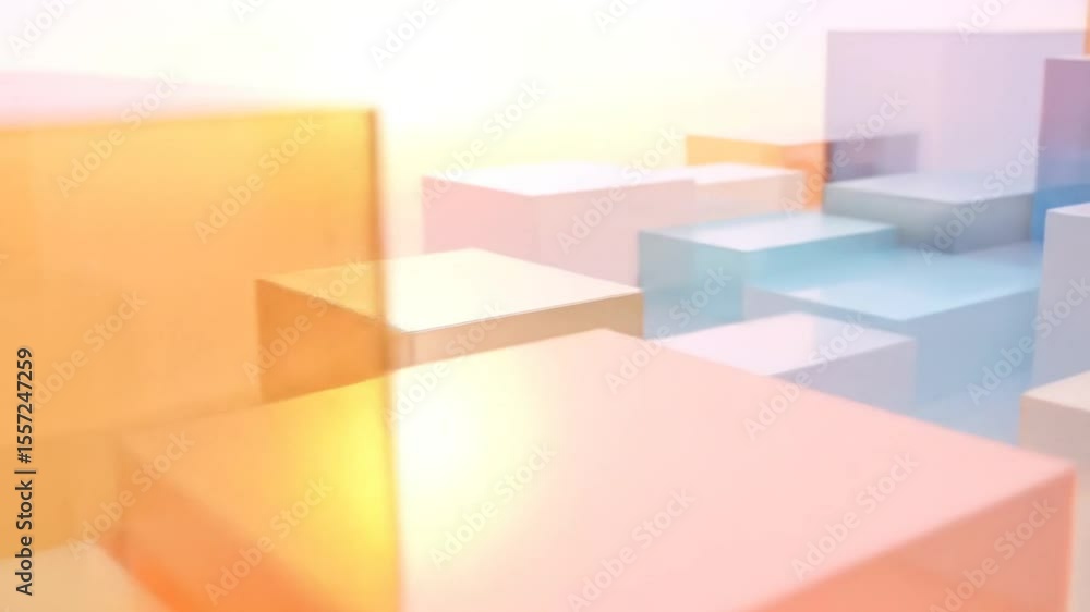 Aufkleber abstract geometric cubes in gradient colors with layered translucent effect and bright lighting