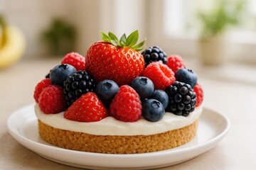 Image of a glowing light with a healthy fruit-based sweet treat