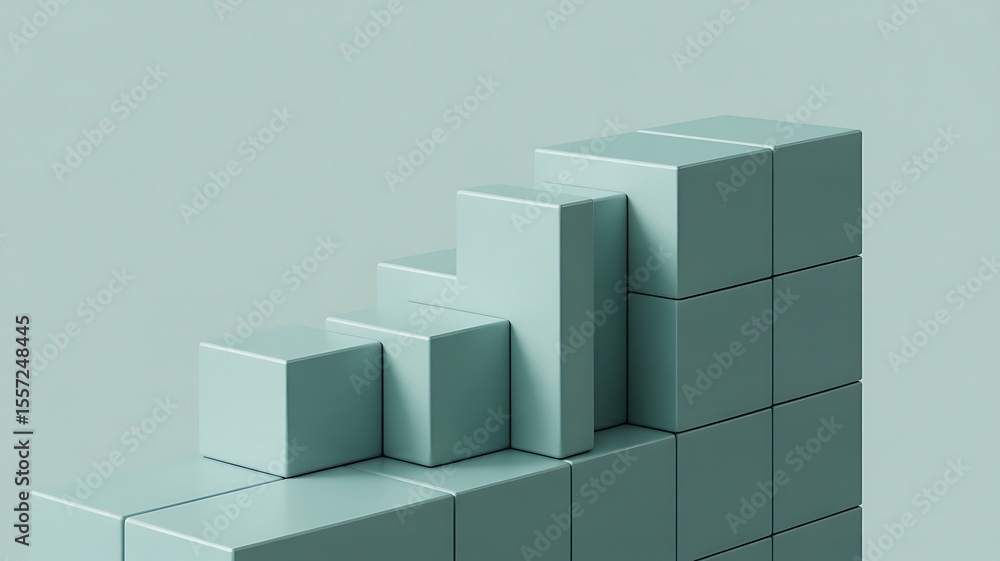 Canvas Prints ascending geometric forms in muted teal abstract arrangement