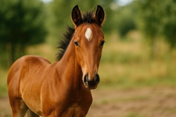 Fototapeta premium Vibrant portrait of a lively and energetic horse