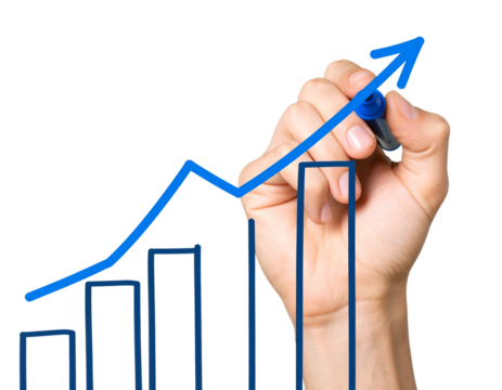 Firefly_Hand drawing a graph using a blue marker, cut out  