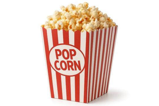 A box of popcorn on a plain white backdrop - Powered by Adobe