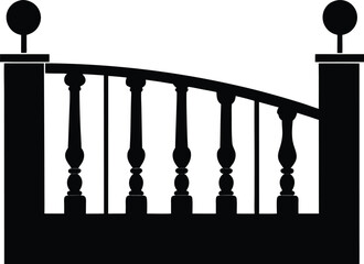 Elegant Black Silhouette of Ornate Garden Gate Design