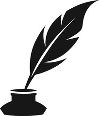 Elegant Quill Pen and Inkwell A Classic Writing Icon
