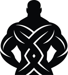 Muscular Bodybuilder Silhouette Strong Man Vector Graphic