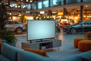 Modern TV Screen Mockup in Showroom Setting