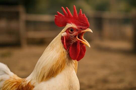 Close-up of a proud rooster's face