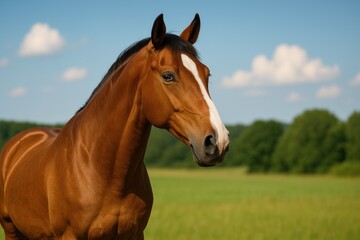 Fototapeta premium Stunning summer portrait of a majestic horse