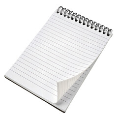 Blank spiral notepad with lined paper isolated on transparent background