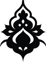 Elegant Black and White Floral Damask Pattern Design, Vector Illustration