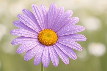 Obraz premium Violet Shasta daisy adorned with morning dew