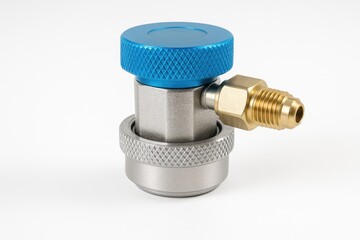 Refrigerant filling with quick coupler featuring R134a adapter on a white backdrop