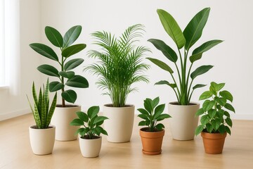 Fototapeta premium Indoor potted plants creating a lush green environment